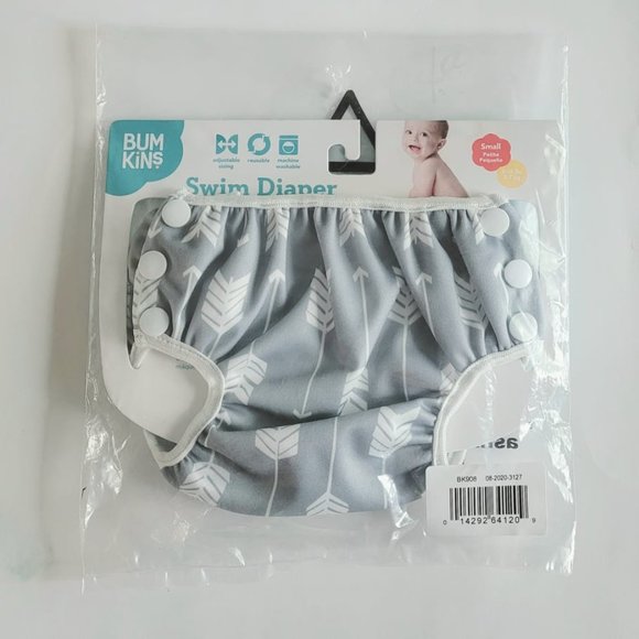 Bumkins Reusable Swim Diaper - Gray Arrows, Small - Picture 2 of 5